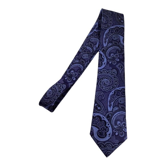 AVENUE FOCH By JAn PAULSEN Blue Paisley Silk Tie W: 3.25" EX COND - Picture 5 of 5